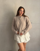 Uni Strickjacke mit Struktur – Kürzerer Arm, Knopfleiste - Switch-Fashion
