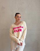 V - Ausschnitt Pullover "Matcha Club" - Switch - Fashion
