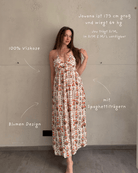 Viskose Blumenkleid mit Spaghettiträgern – Blumenmuster in Orangetönen - Switch - Fashion