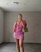 Volant Minikleid mit Spaghettiträgern - Switch-Fashion