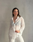 Weiße Hemdbluse aus Baumwolle – Spitze & Häkel - Details - Switch - Fashion