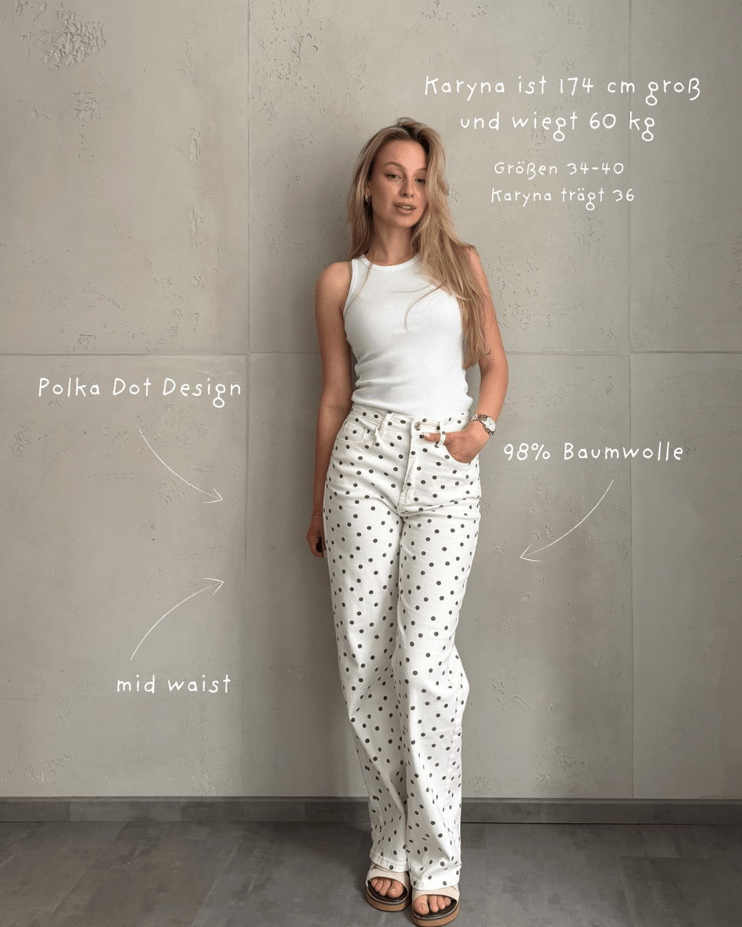 Weiße Straight Leg Jeans mit Punktemuster – Weich, clean, alltagstauglich - Switch - Fashion
