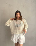 Weitmaschiger Häkelpullover mit überschnittenen Schultern - Switch - Fashion