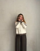 Zip Strickjacke mit Ärmelstreifen – Stehkragen, Super Weich - Switch-Fashion