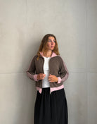 Zip Strickjacke mit Ärmelstreifen – Stehkragen, Super Weich - Switch-Fashion
