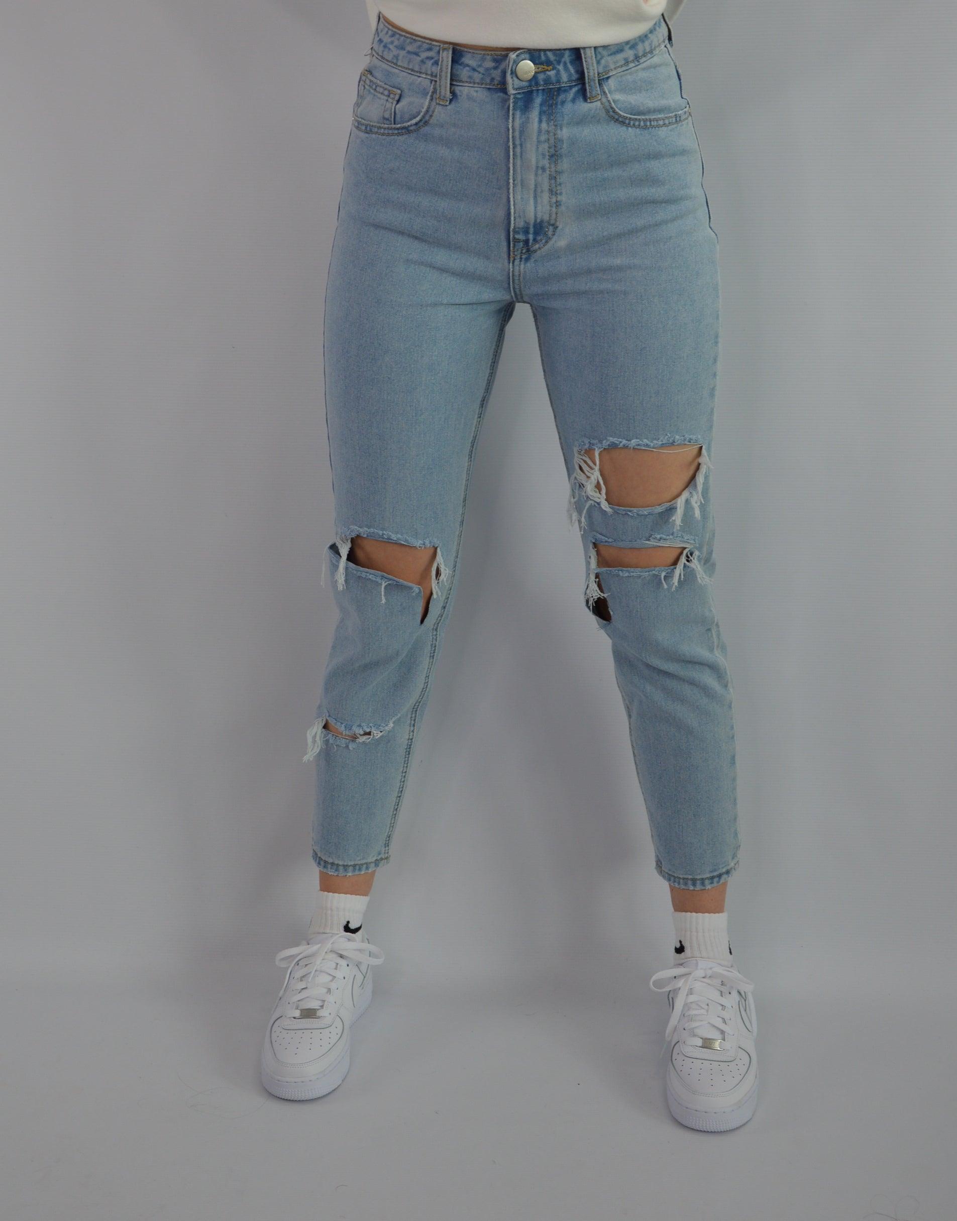 Schmale Jeans mit hohem Bund und Zierrissen - Switch-Fashion