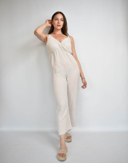 Musselin Jumpsuit in beige