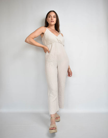 Musselin Jumpsuit in beige